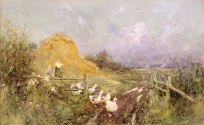 Ganzen drijven, vroege avond, 1907